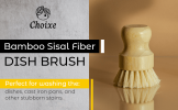 Natural Bamboo Sisal Fiber Dish Brush - Eco-Friendly Kitchen Scrub Brush for Dishes, Pots, Cast Iron Pans