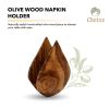 Choixe Handcrafted Olive Wood Napkin Holder | Rustic Decorative Wooden Tabletop Paper Servette Dispenser for Kitchen, Dining Room & Home Decor