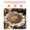 24 in Wood Lazy Susan Turntable, 360° Rotation Round Clear Tabletop Rotating Tray, Acacia Wood Dining Table Centerpiece, Smooth and Silent Spin
