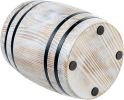 Wine Barrel Design Kitchen Utensil Holder Crock, Vintage White Washed Solid Wood Cooking Utensils Organizer