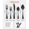 30-Piece Black Silverware Set, Food-Grade Stainless Steel Flatware Utensils for 6, Mirror Finished Cutlery Set