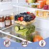 Transparent PET Fruit Draining and Washing colander food storage boxes plastic cookie containers refrigerator organizers (2, Square)